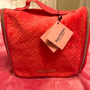 NWT JUICY COUTURE Velour Hanging Travel Bag (bright watermelon color)